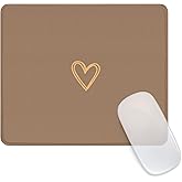 Seorsok Square Aesthetic Cute Heart Mouse Pad,Office Home Personalized Mouse Mat Design,Waterproof Funny Mousepad,Non-Slip Rubber Base Computer Mouse Pads for Wireless Mouse,Brown