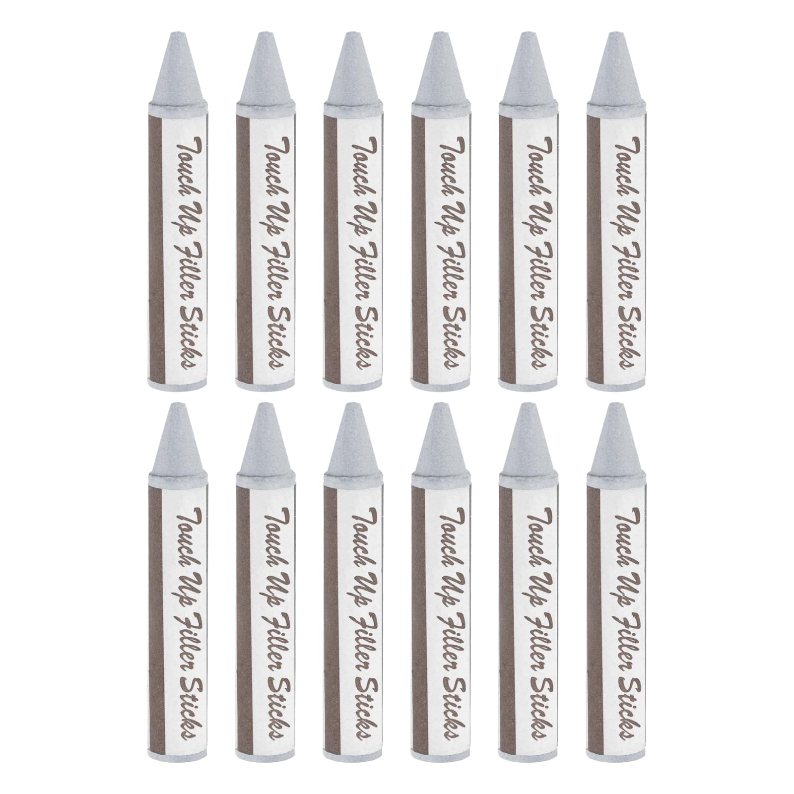 PATIKIL Furniture Markers Touch Up, 12 Pcs Wax Wood Filler Sticks Furniture Repair Crayons for Scratches, Wood Floor, Holes, Tables, Grey