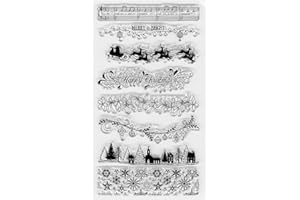 LANGFON Christmas Lace Pattern Clear Stamps For Card Making Decoration DIY Scrapbooking, Laces Silicone Transparent Seal Stamp For Embossing Album Decor Craft, Border Edge Christmas Decor Stamps for Decoupage