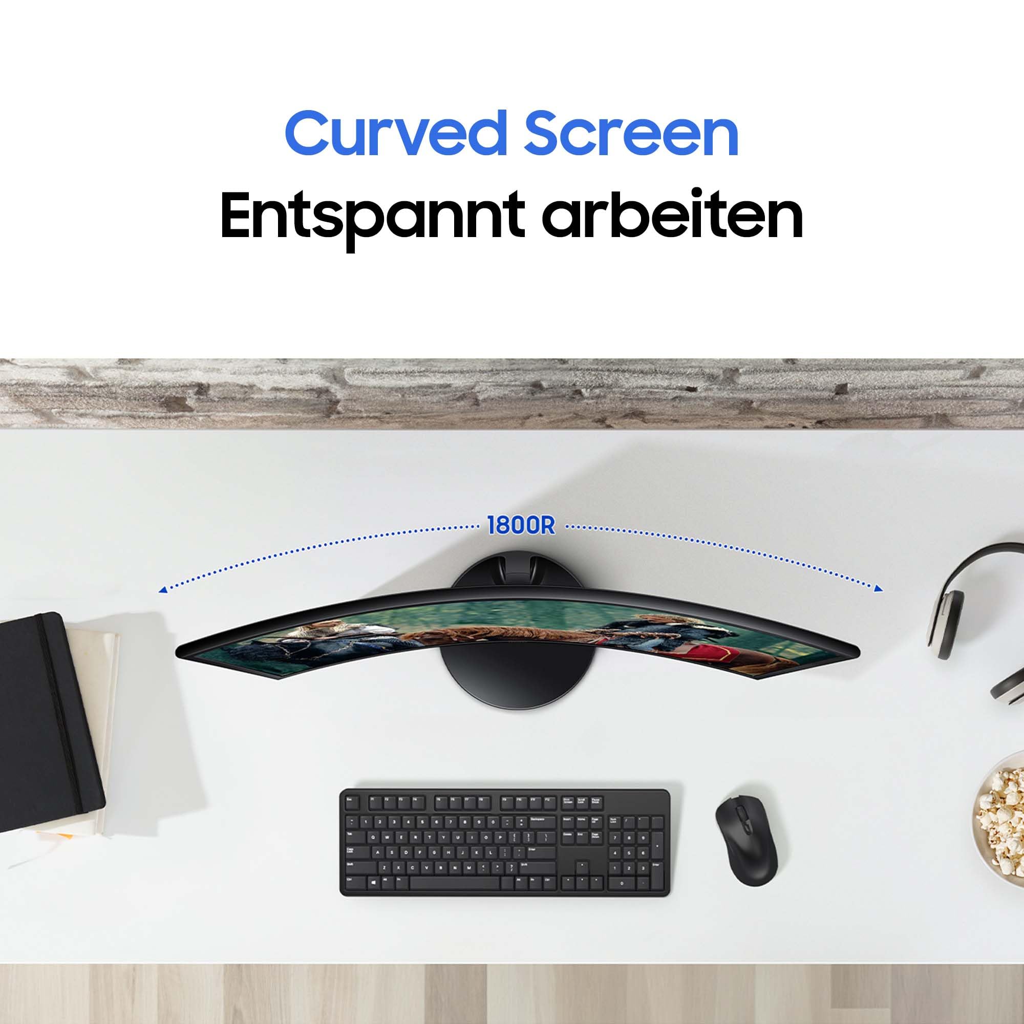 Samsung S36GD Essential Curved Monitor 27 Zoll, PC-Bildschirm mit VA-Panel, Full HD-Auflösung, 4 ms Reaktionszeit, Bildwiederholrate 100 Hz, Eco Saving Plus, Flicker Free, Schwarz, S27D364GAU