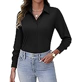 HOTOUCH Button Down Shirts for Women Long Sleeve Stretch Dress Shirts Wrinkle-Free Work Blouses Slim Fit Office Tops