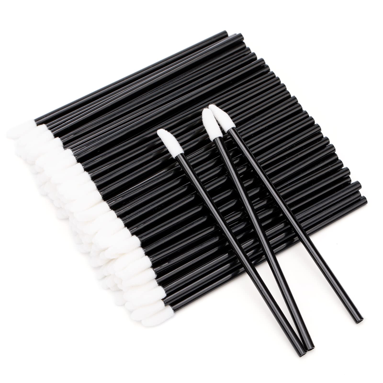 Photo 1 of G2PLUS 100PCS Lip Gloss Applicators, Disposable Lip Brushes Lip Gloss Applicators Lipstick Gloss Wands Applicator Perfect Makeup Tool Kits (Nylon Black)