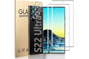 SAFE2M [2+2 Pack] Galaxy s22 Ultra Screen Protector, 2 Pack Tempered Glass Screen Protector +2 Pack Tempered Glass Camera Lens Protector,3D Curved,9H Tempered Glass, Ultrasonic Fingerprint Support, HD Clear Scratch Resistant for Samsung Galaxy s22 Ultra 5G Glass Screen Protector