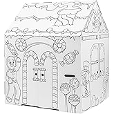 Easy Playhouse Gingerbread House - Kids Art & Craft for Indoor Fun, Color Favorite Holiday Sweets & Winter Friends– Decorate & Personalize a Cardboard Fort, 32" X 26. 5" X 40. 5"