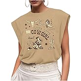 Western Cowgirl Tank Tops Women Country Music Cap Sleeve Crop Top Rodeo Cowboy Graphic Tee Shirt