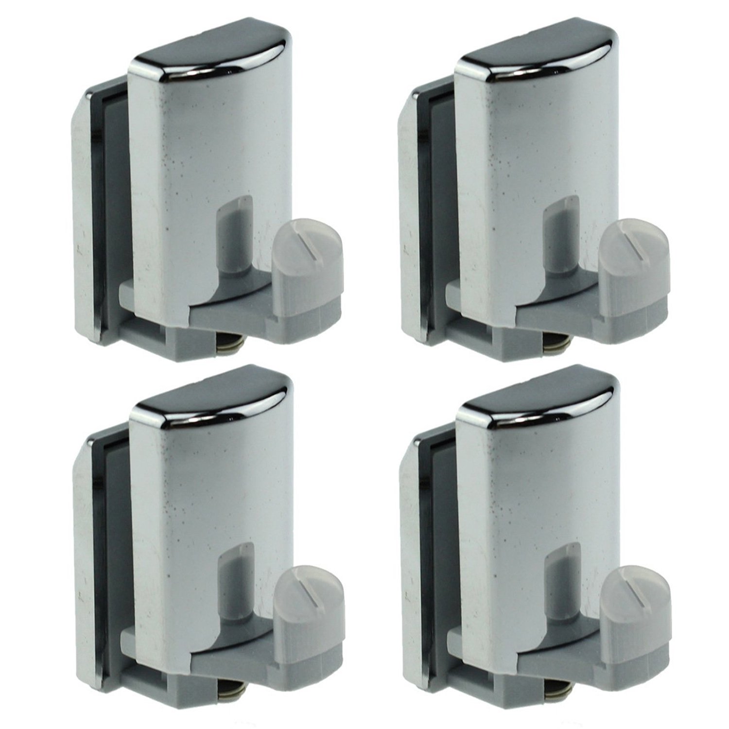 Set of 4 Chrome Shower Door Lower Hooks/Rollers/Pulleys/Runners