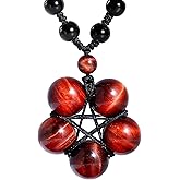 Jewever Tiger Eye Necklace Pendant Handmade Star-Shape Adjustable Energy Gemstone Healing Crystal 12mm Beads Unisex