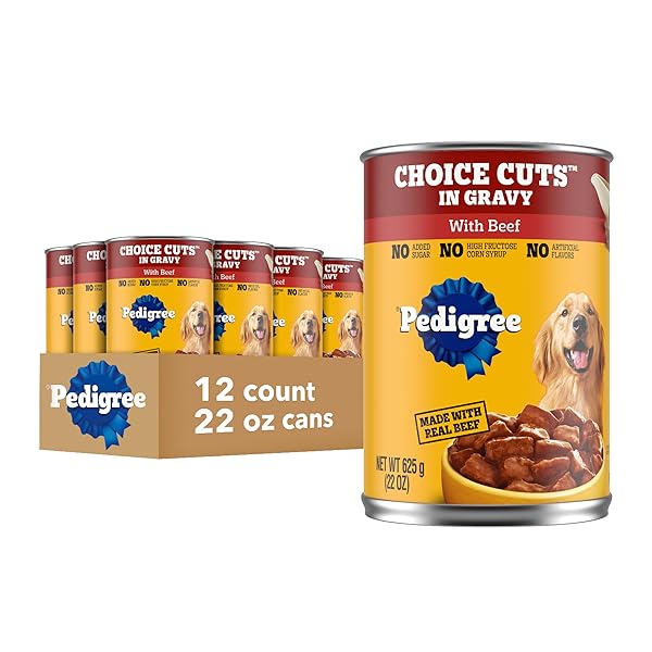 PEDIGREE CHOICE CUTS IN GRAVY ADULT CANNED SOFT WET DOG FOOD WITH BEEF, 22 OZ. CANS (12 COUNT, PACK OF 1)