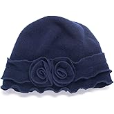 Womens Gatsby 1920s Winter Wool Cap Beret Beanie Crochet Bucket Flower Hat A285