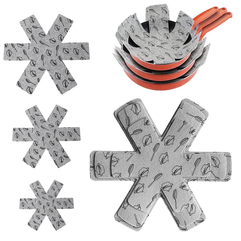 JTDEAL 9 Pcs Pot and Pan Protectors 3 Different Sizes Pan Separators Pads Anti-Scratch Pan Pot Protectors Non-Slip Pot Dividers Pads Stacking Pan Protectors for Protecting and Separating Pot and Pan
