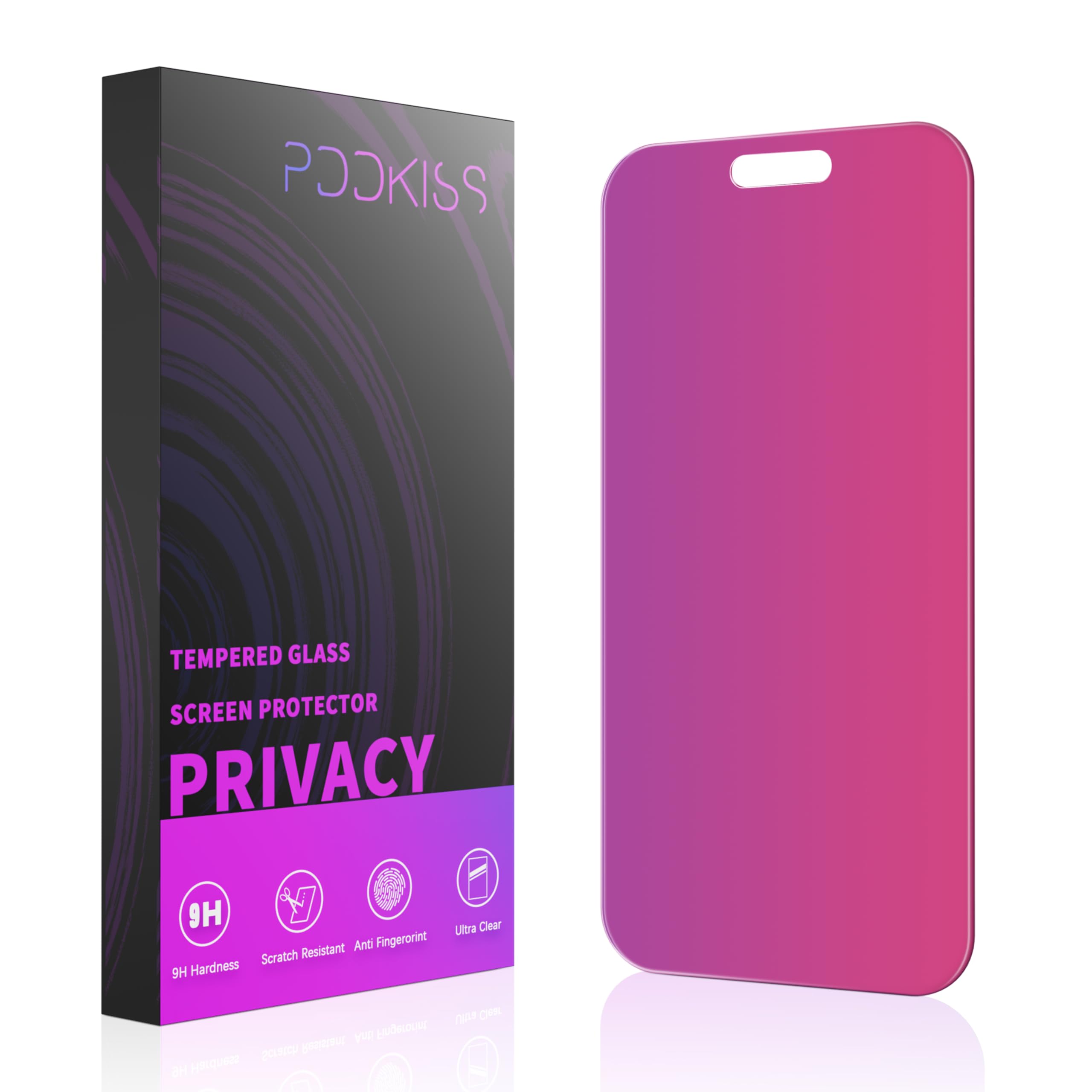 PDDKISS Compatible for iPhone 17 Pro Max Privacy Screen Protector 6.9 Inch, Pink Gradient Anti Spy Anti Blue Light HD Tempered Glass Easy Installation