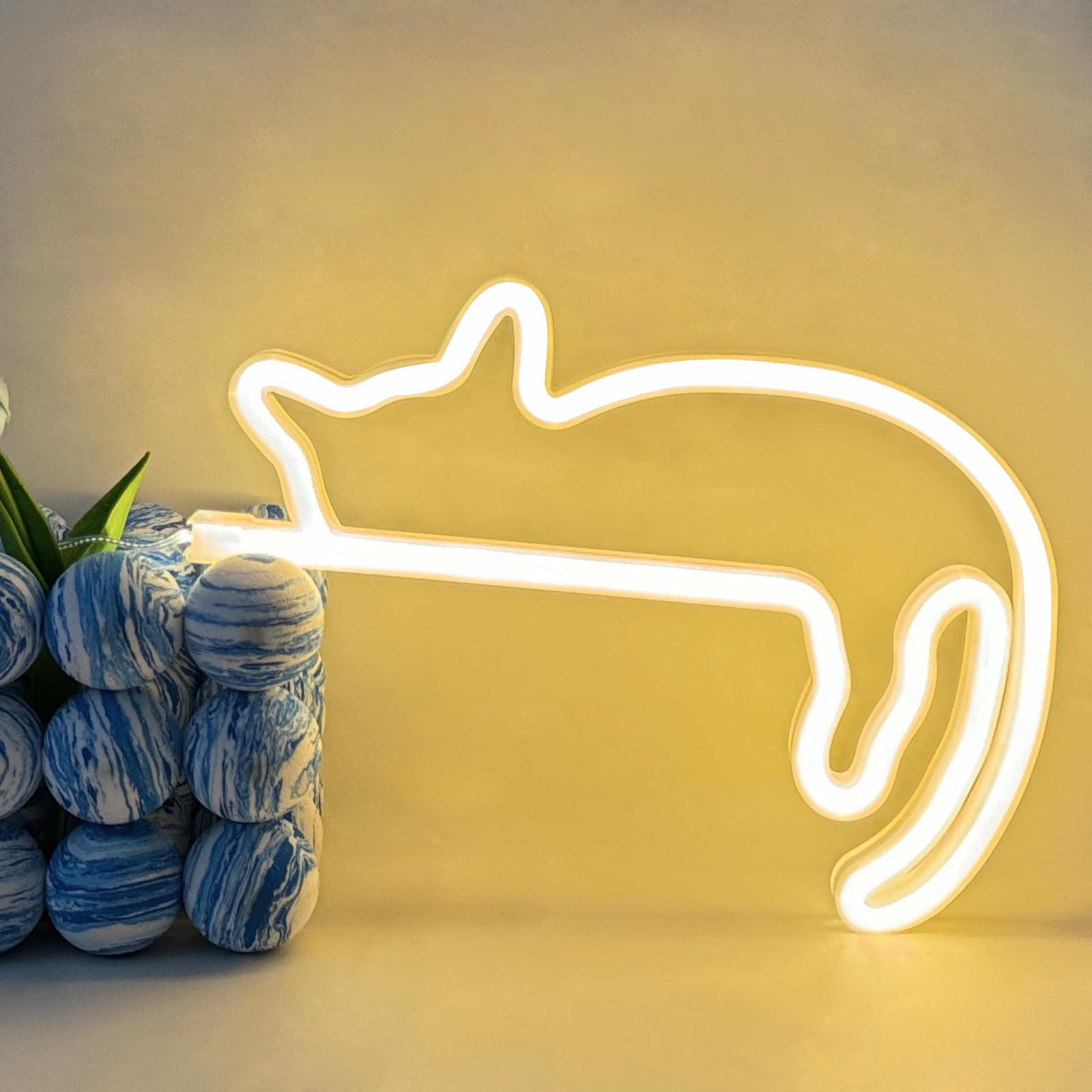 UExnkj-Y Cat Neon Sign - USB Powered Wall Bar Party Decoration - Warm Color Cat Neon Light
