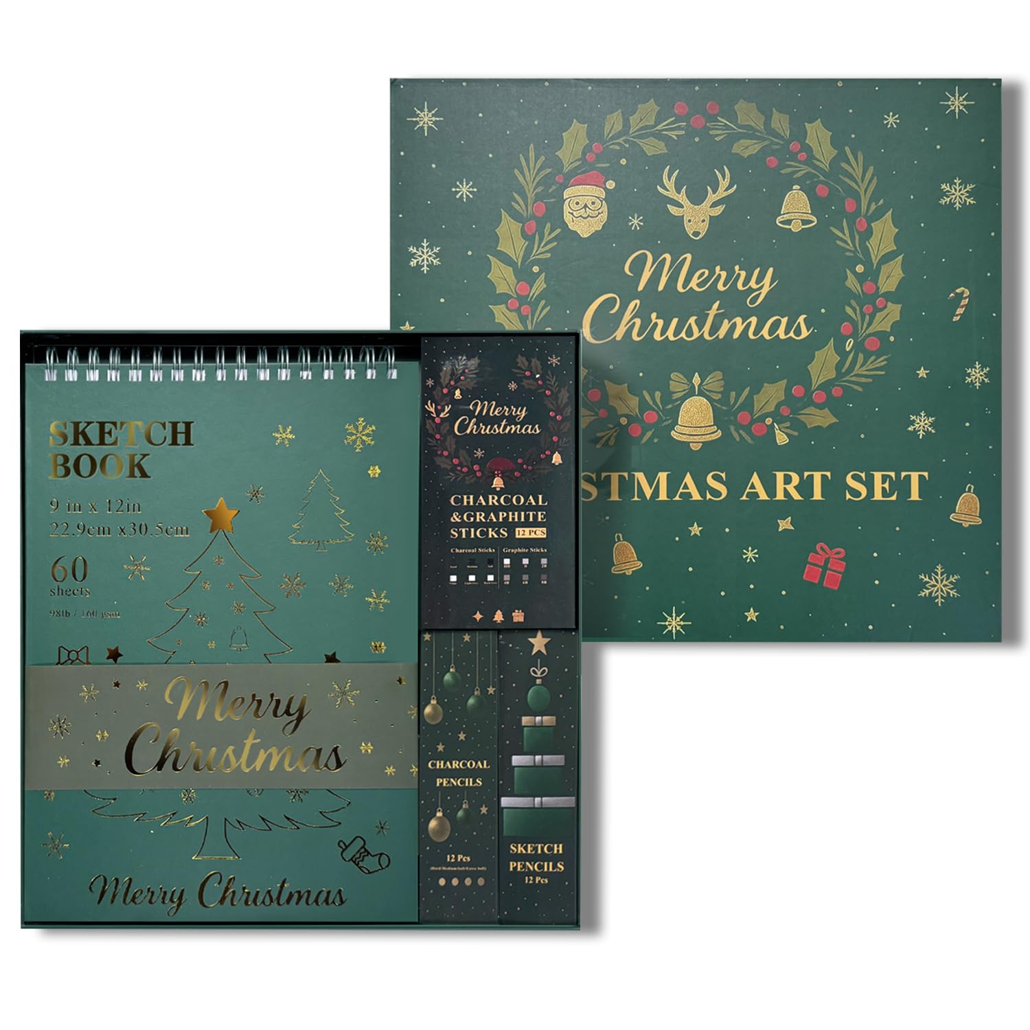 Fuxi Sketch Pad and Pencil Set | Stocking Stuffers, Art Supplies for Adults | Gifts for Artists, Teen & Beginners | Complete Drawing Set with Sketch Book, Sketch Pencils, Charcoal & Graphite Sticks. Image