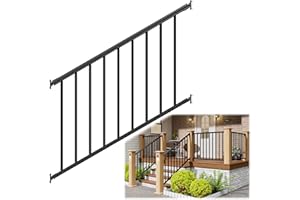 Egadis 1 Pack 36 in. H x 4 ft. W Porch and Deck Railing Kit Without Post, Aluminum Stair Railing Kit, Black Textured Powder-Coat Finish Railing System for Concrete Steps or Wooden Stairs (1 Panel)