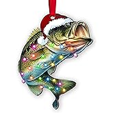 Largemouth Bass Fish Ornament for Christmas Tree, 2D Flat Wooden Hanging Decor, Fishing Christmas Ornament 2025, Fishing Gifts for Men, Dad, Husband, Fisherman Christmas Decoration