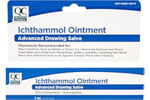 Quality Choice Ichthammol Ointment 20%, Advanced Drawing Salve, Soothing Skin Relief for Plant Irritations, Splinter, Slivers, Acne, Boils, Ingrown Hairs & Nails,Bug Bites & Stings, 1oz Tube