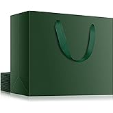 EUSOAR Paper Bags with Handle, 12pcs 16"x6"x12" Green Gift Wrap Bags Bulk, Merchandise Business Craft Grocery Retail Wrapping Bags, Wedding Christmas Birthday Thank You Gift Treat Party Favor Bags