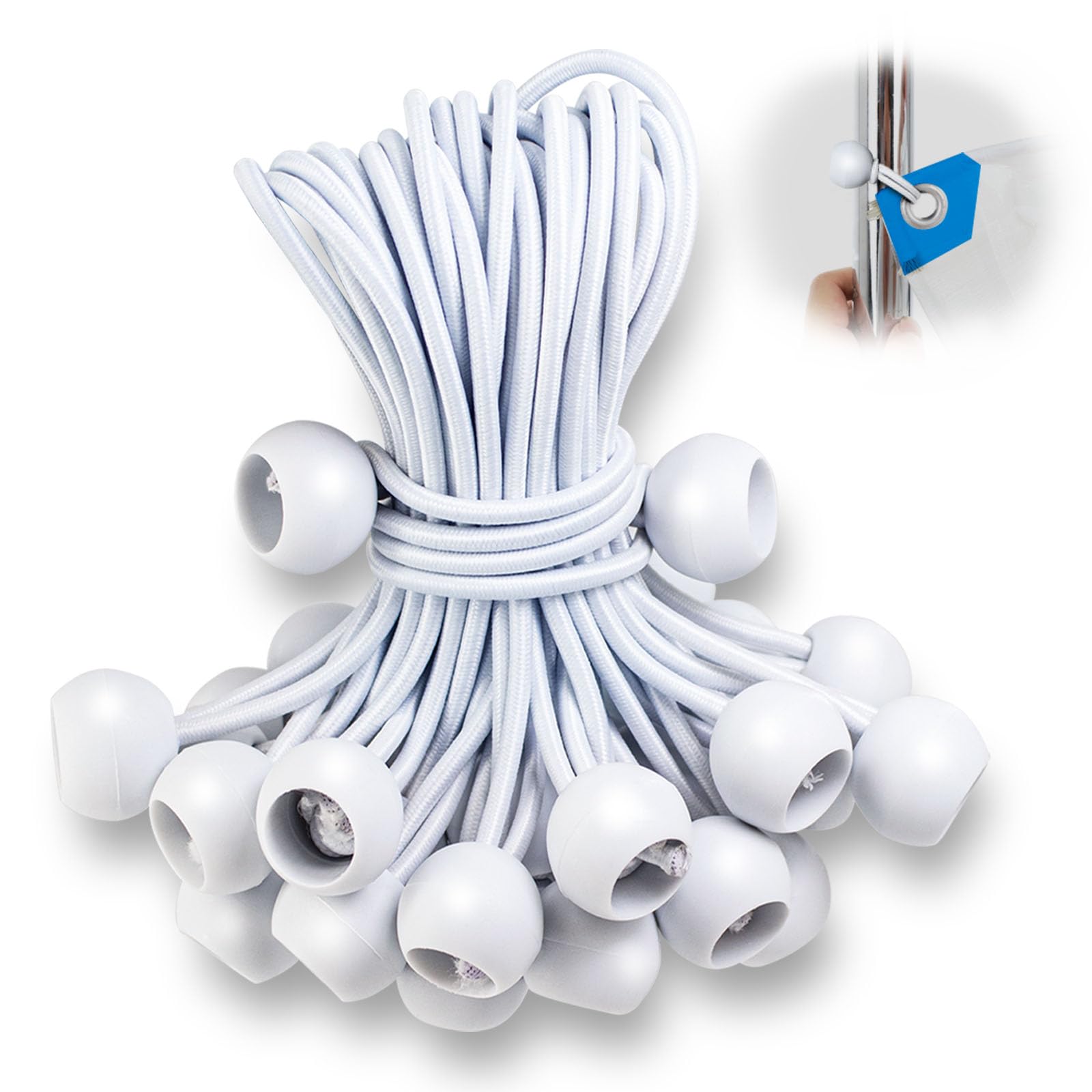 Bungee Cords With Balls 6 Inch, 50 PCS Heavy Duty Bungee Cord | Bungee Straps | Bungee Balls | Bungee Ties With Balls For Luggage, Tents, Flag Pole