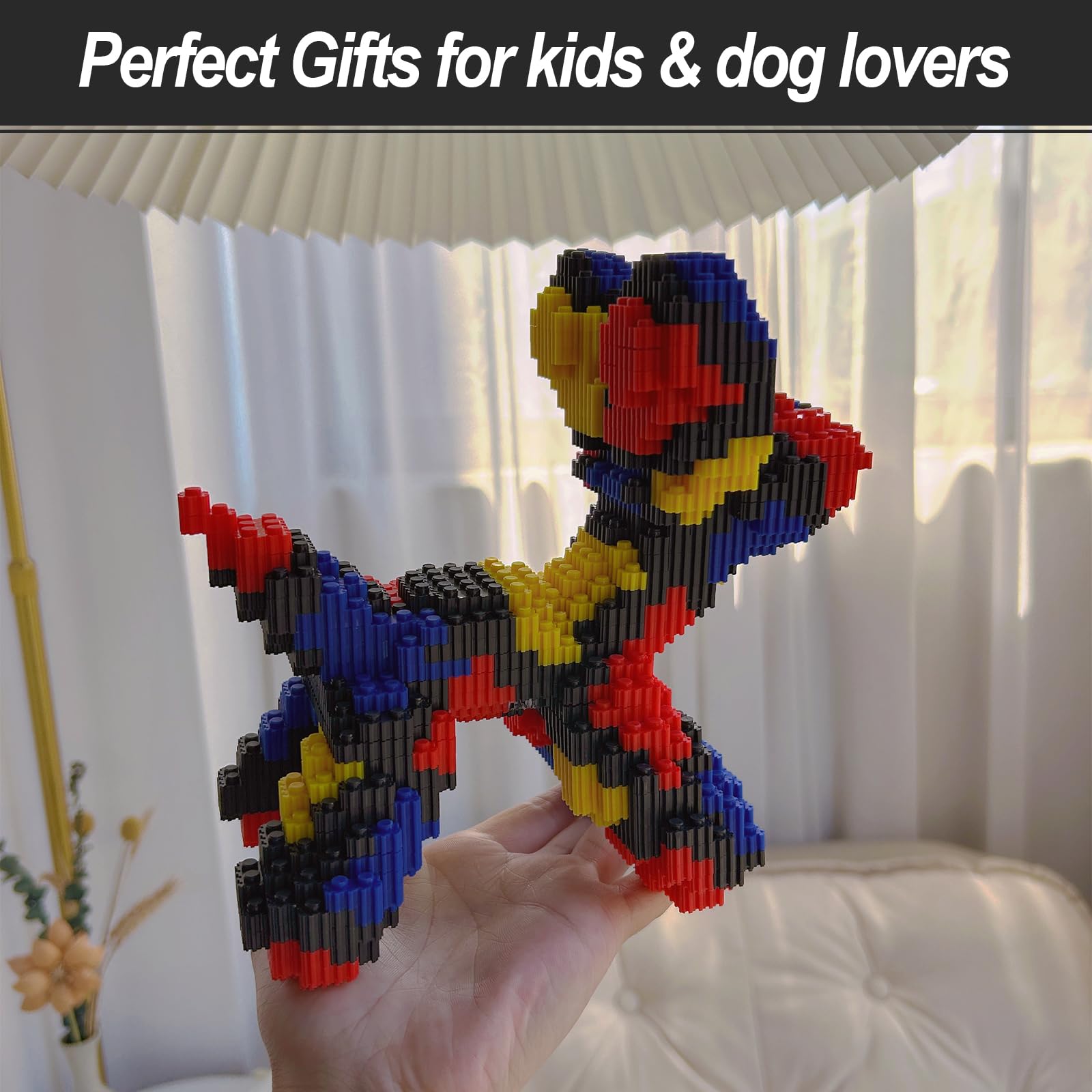 Balloon Dog Micro Building Blocks Set,DIY Unique Decoration Home,2000 PCS Building Bricks Compatible with Lego, Perfect Creative DlY Gift (Black)