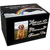 Sofunii Pet Urns for Dogs or Cats Ashes,Extra Large Wooden Funeral Cremation Memorial Box with Photo Frame,Rainbow Bridge Keepsake with Black Flannel as Lining,Loss Pet Memorial Remembrance Gift