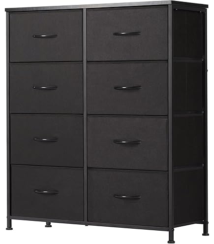 amazon black dresser Furniway for Bedroom, Modern Dresser with 3 Drawers and Smooth Slides, Wide Chest of Drawers with Golden Handles for Bedroom, Living Room, Closet, 15.7" D x 31.5" W x highlighting the clean SONGMICS BELLAH Collection - Dresser