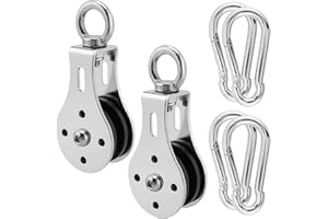 SEHOI 2 PCS Metal Silent Pulley, 360 Degree Rotating Lifting Pulley Block, Small Pulley Wheel, Small Pulley Block for Hanging and Lifting, 661 Lbs Loading Bearing