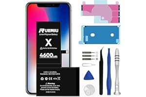 RUEMIU Battery for iPhone X, Upgraded 4600mAh Durable High-Capacity Replacement with Repair Tool Kit, Compatible with A1865 A