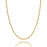 Waitsoul 925 Sterling Silver Rope Chain Lobster Clasp 2/2.5/3/4/5mm Gold Plated/Silver Chain for Men Women Silver Necklace Chain 16/18/20/22/24/26/30 Inches