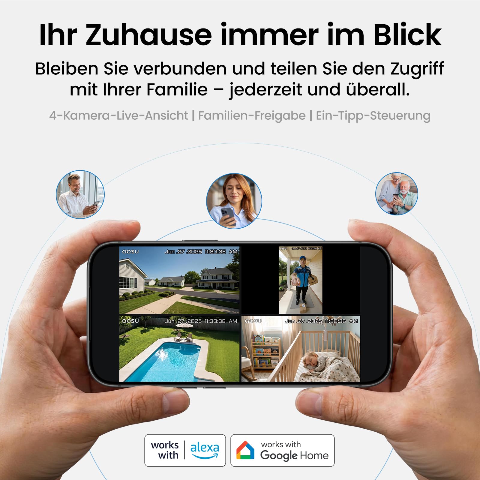 aosu 3K Solar Überwachungskamera Aussen Set mit 2K Video-Türklingel 8