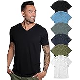 INTO THE AM Premium V Neck T Shirts for Men - Modern Fitted Tees S - 2XL Vneck Undershirts
