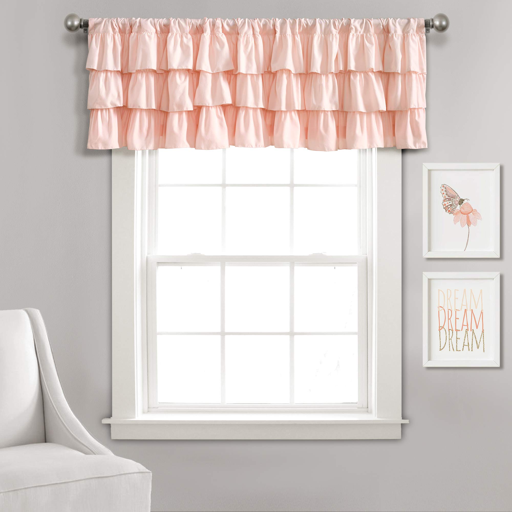 Photo 1 of Lush Decor Belle Valance Vintage Chic Style Single Curtain, 84" W x 18" L, Pink