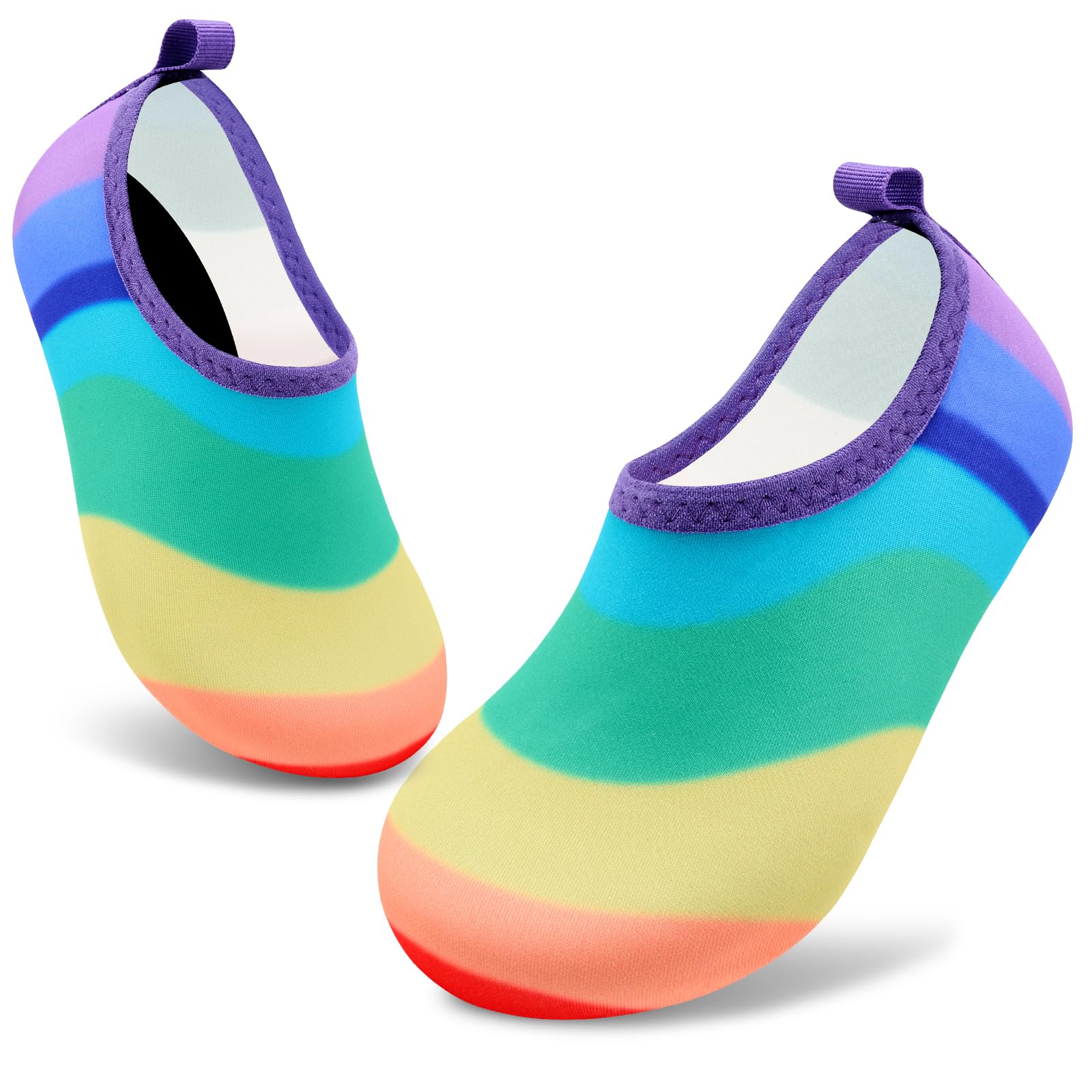 Photo 1 of VIFUUR Kids Water Shoes Girls Boys Quick Dry Aqua Socks for Beach Swim Outdoor Sports Rainbow-26/27