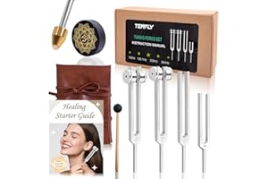 TENFLY Tuning Forks for Healing Set – Includes 128Hz, 136Hz, 256Hz, 384Hz & Activator, Perfect for Healing, Chakra, Sound Therapy, Keep Body, Mind and Spirit in Perfect Harmony