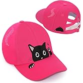 Girls Cute Cat Baseball Cap Kids Ponytail Hat Quick Dry Summer Outdoor Sports Trucker Hats for 5-15 Years
