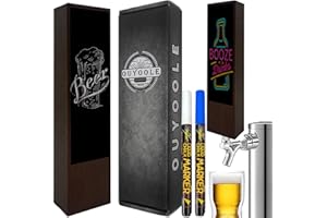 OUYOOLE Beer Tap Handle, Solid Wood Chalkboard Tap Handles with 2 Chalk Markers, Tap Handles for Kegerator, Homebrew and Bars