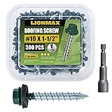 LIONMAX Metal Roofing Screws #10 × 1-1/2