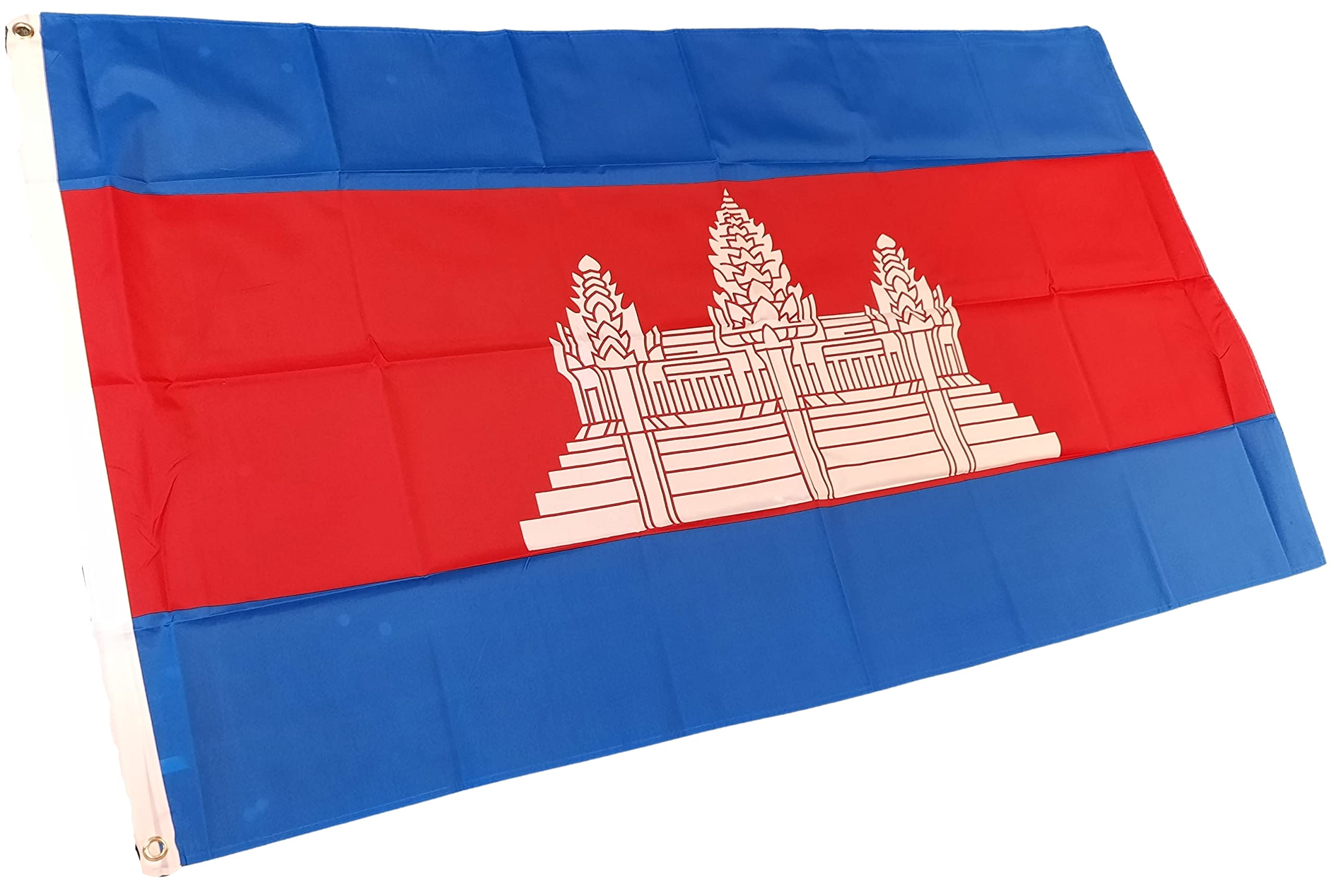 NWFlags Cambodia Flag 5ft x 3ft 75d Premium Polyester Suitable For Flagpoles | Strong Polyester 5x3 foot material Cambodian flag with Eyelets
