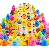 200Pcs Rubber Ducks in Bulk for Jeeps, Bath Toys Party Favors &ndash; Cute Mini Ducks with Over 30 Unique Designs, Pool Toys for Kids, Pool, Car Decoration, Easter Gifts