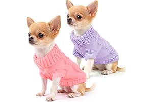 KALLFIR'S CUTIE 2 Pieces Puppy Sweater Dog Sweater for Small Dogs Winter Warm Dog Knitted Sweater Cute Puppy Clothes for Chihuahua Teacup Yorkie Pet Cat Knitwear Turtleneck Clothes XXS (XX-Small)