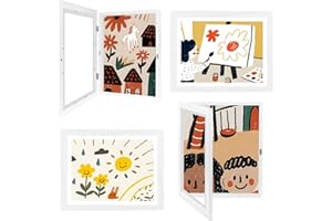 CLEBAY 4-Pack Kids Artwork Frames 10x12.5 Front Opening Kids Art Frame for Wall Art work Picture Display Holds 50+ Pcs for Kids Drawings Changeable Frames for Kids' Artwork Storage and Display – White