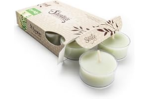 SHORTIE'S CANDLE COMPANY Eucalyptus Leaf Premium Tealight Candles - Highly Scented with Essential & Natural Oils - 6 Green Tea Lights - Beautiful Candlelight - Made in The USA - Fresh & Clean Collection
