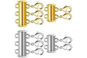 Dailyacc Layered Necklace Clasps,4 Pieces 2 Size Slide Clasp Lock Necklace Connector for Multi Strands Slide Tube Clasps