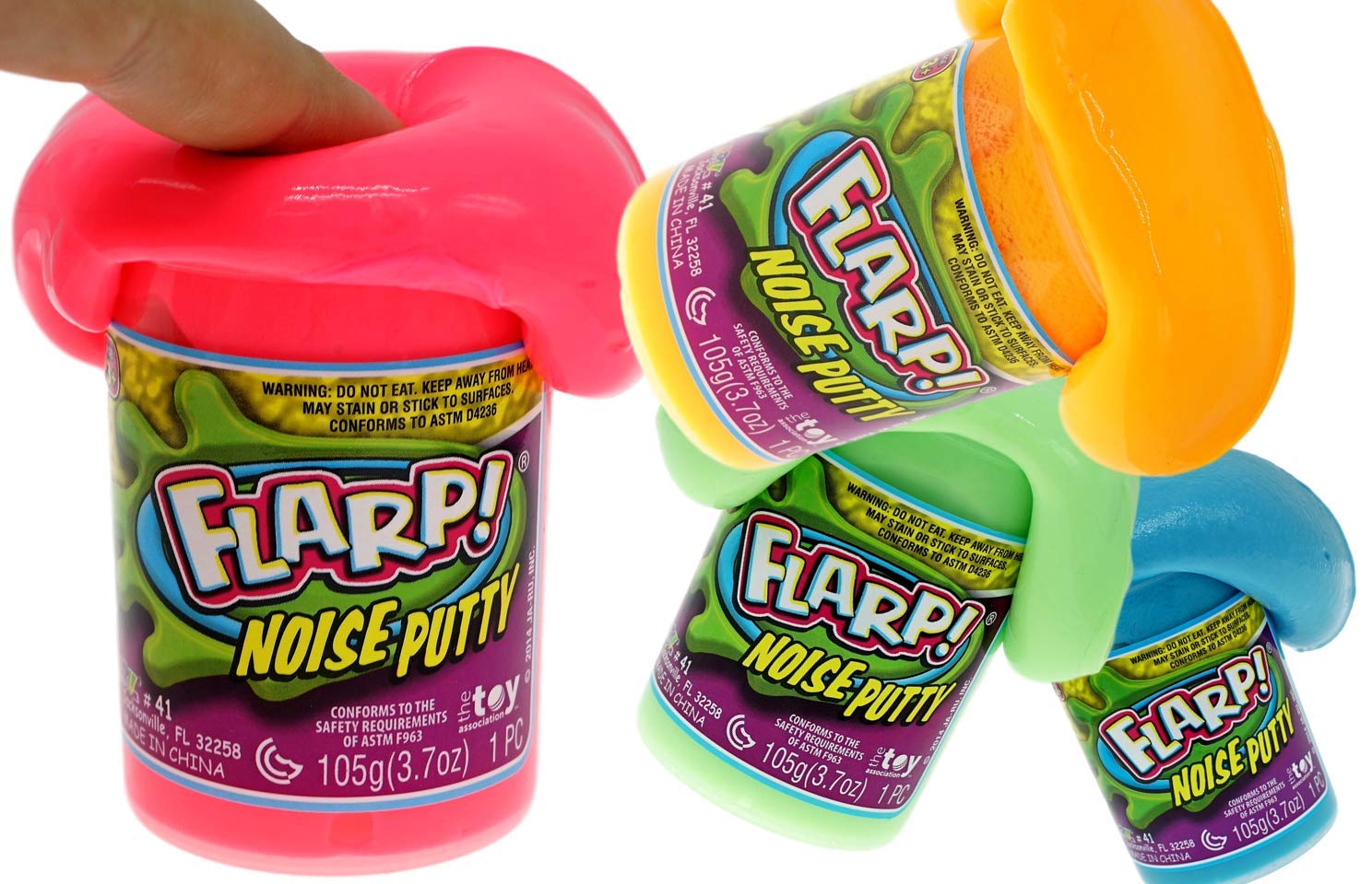 JA-RU Flarp Noise Putty Scented (4 Units Assorted) Squishy Sensory Toys for Easter, ADHD Autism Stress Toy, Great Party Favors Fidget for Kids and Adults Boys & Girls. Plus 1 Bouncy Ball 10041-4p