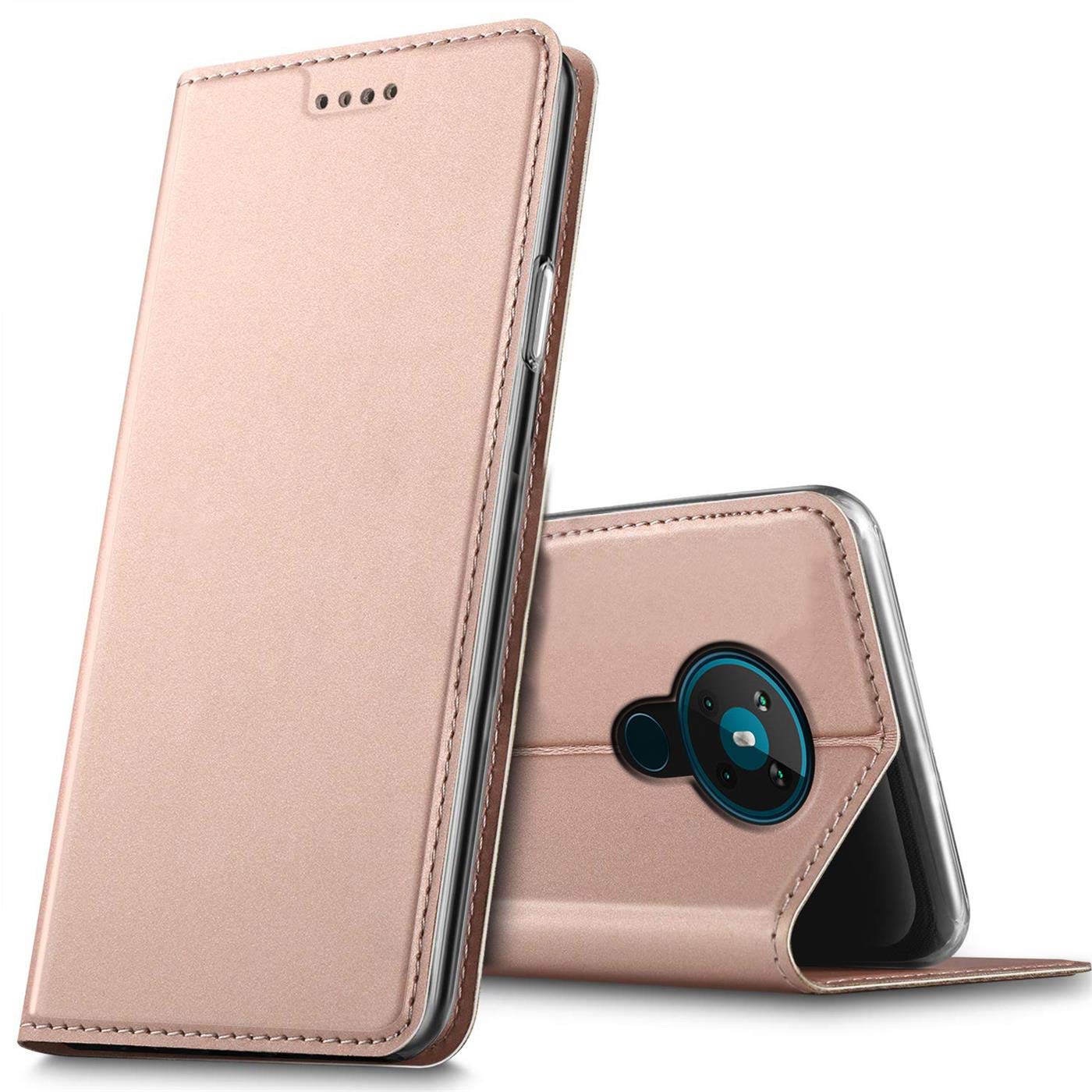 Verco Case compatible with Nokia 3.4, Flip Wallet Cover with Magnetic Closure for Nokia 3.4 Phone Case - rose gold