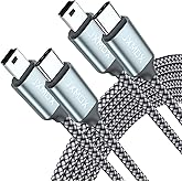 JXMOX USB C to Mini USB Cable 5-Pin Type-B, 3.3ft 2-Pack, for GoPro PS3 | USB-C to Mini USB 5-Pin (Type-B) cable, 3.3ft 2-pack - for legacy cameras, GoPro, PS3, GPS and dash cams. Not Micro USB