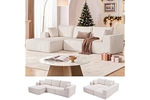 WETURE 108” Modular Sectional Sofa, Cloud Sectional Couch with Deep Seat, Modern Modular L-Shape Sofa Couch with Chaise,Upholstered Boneless Couches for Living Room Bedroom (Beige, Left Facing Chaise)