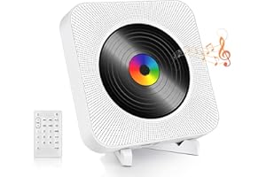 SHIWAKOTO Bluetooth CD Player, Wall Mountable CD Player Features Dual Stereo Speakers, Headphone Jack, FM Radio, USB Port, AUX Input, Bluetooth Music CD Player with Pull Switch.