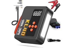 PSKIKKP Jump Starter with Air Compressor, 4000A Peak Car Battery Jump Starter, 200PSI Portable Tire Inflator, 9L Gas 8L Diesel Engine, 26000mAh Power Bank, LED Light, Emergency Kit for Trucks, SUV, Cars