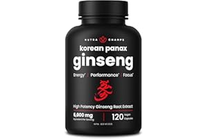 Korean Red Panax Ginseng 6000mg Per Serving | 10:1 Ginseng Root Extract with 5% Ginsenosides for Energy, Focus & Performance 