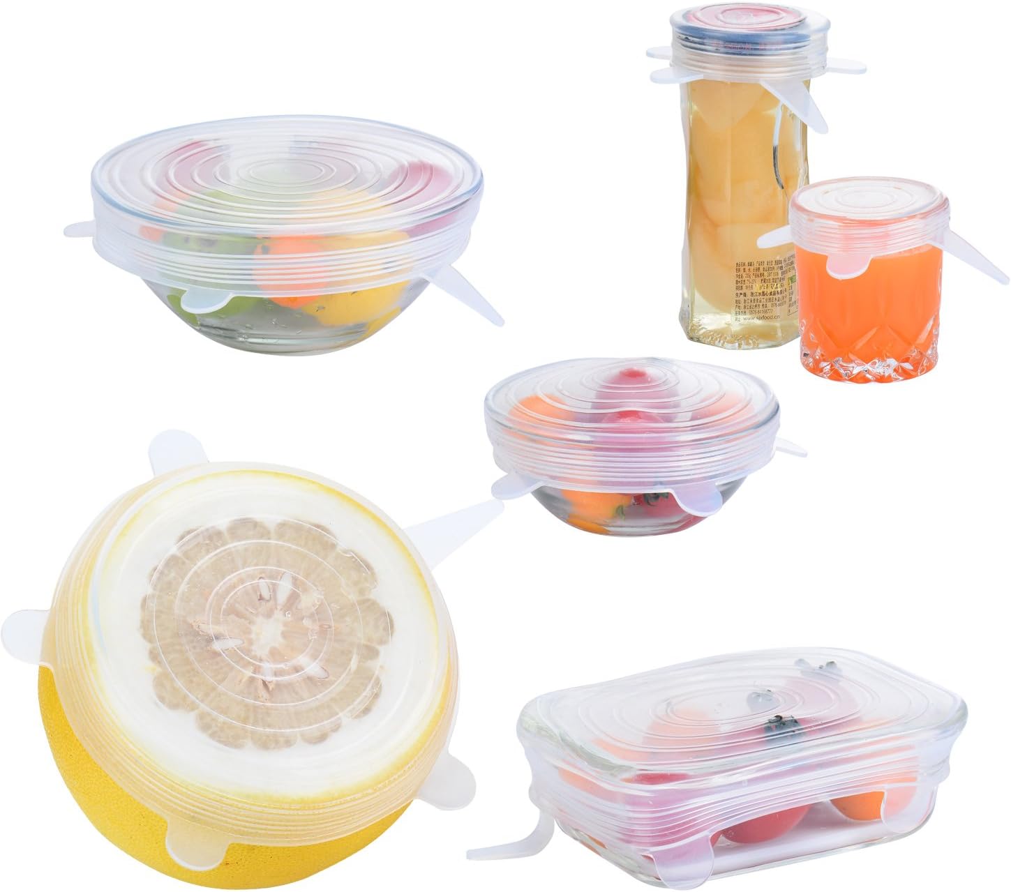 Lot De 6 Couvercles En Silicone Extensibles 9cm - Universels, Hermétiques Et Réutilisables Pour Bocaux, Pots Et Yaourts